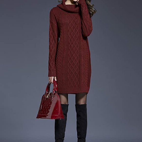 CHICELY Long Sleeve Turtle Neck Sweater Dress - Picture 6 of 7